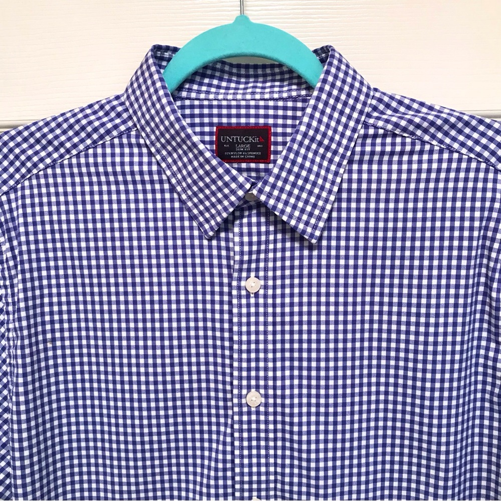 UNTUCKit Blue Check Long Sleeve Button Down - Picture 10 of 14